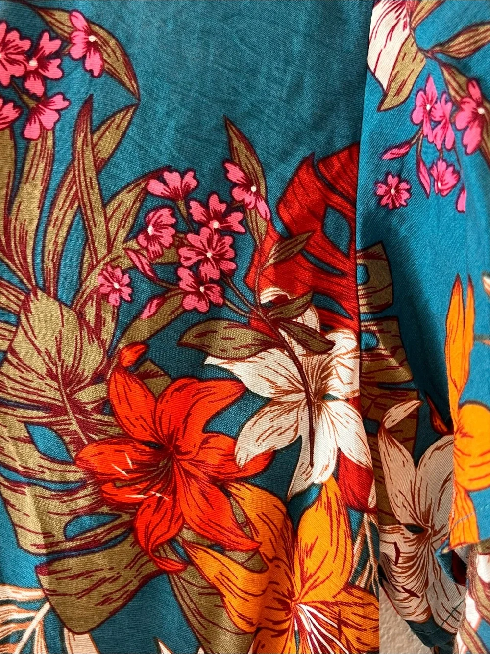 GiGiO USA Boho Tropical Floral High Low Dress Tassel Tie Medium